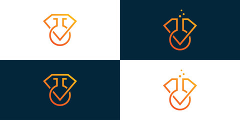 Diamond Lab Logo Designs with Outline Style. Diamond Lab Vector Illustration. - obrazy, fototapety, plakaty
