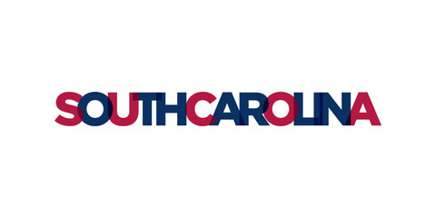 South Carolina, USA typography slogan design. America logo with graphic city lettering for print and web.