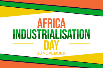 African Industrialization day, Africa Industry Day, Design, template, 20th november, creative, sticker, typography, poster,banner, africa, industry, national day, creative