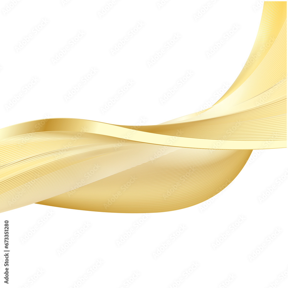 Poster abstract vector wave lines flowing smooth curve gold gradient color on transparent background in con