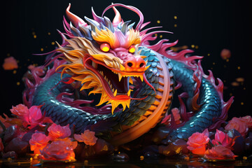 Happy chinese new year 2024 banner or poster, year of dragon zodiac