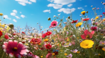 Obraz na płótnie Canvas Un champ de fleurs colorées au printemps