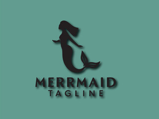 Mermaid logo template modern design vector