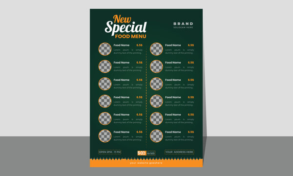 Food menu flyer template