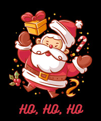 Ho ho ho, Merry Christmas, Santa Claus, funny graphics for printing