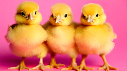 3 cute chickens banner created with generative ai technology