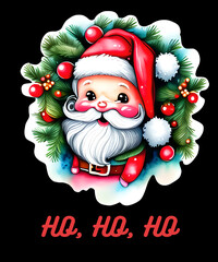Ho ho ho, Merry Christmas, Santa Claus, funny graphics for printing