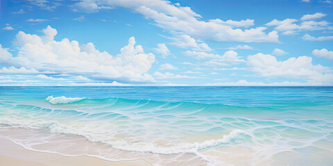 Fototapeta na wymiar a white sandy beach by a clear ocean
