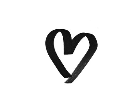 black marker pen scribble heart on png transparent background
