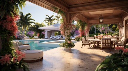 hotel swimming pool generated by AI