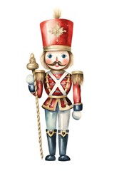 Watercolor Nutcracker on Clean White Background