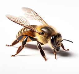 bee or honeybee isolated on the white background, golden honeybee - obrazy, fototapety, plakaty