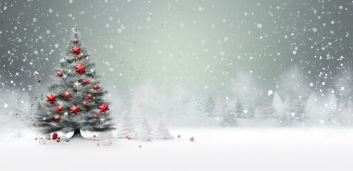 Naklejka na ściany i meble Festive Christmas Tree and Presents Background