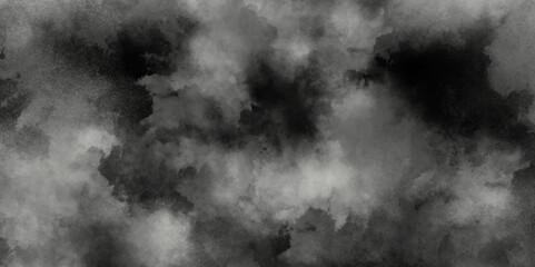 Ash in dark background with clouds, dark ash grunge texture with grainy, Light canvas for modern creative grunge design. Watercolor on deep dark paper background. Vivid textured aquarelle painted