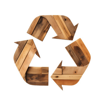 Recycle symbol made of wood