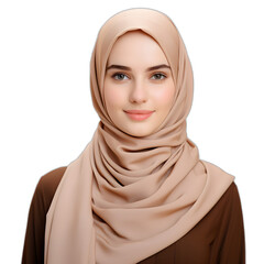 woman wearing a stylish hijab isolated on transparent or white background, png