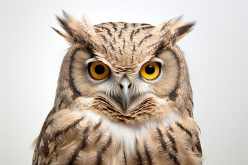 Fototapeta premium Owl, Owl Portrait, Owl Face, Owl Close Up, Owl In White Background