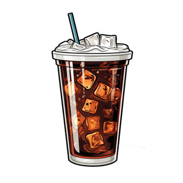 iced coffee drink with ice cubes clip art preview