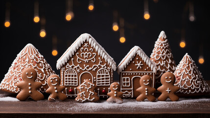beautiful christmas background with gingerbread