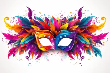 Fotobehang Venice Carnival Masks on Vibrant Background © Francesco