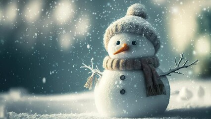 snowman in the snow - Powered by Adobe