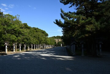 Japan tourism . Kashihara-Jingu Shrine. This shrine, built in 1890 in Kashihara City, Nara Prefecture, is dedicated to Japan's first emperor, Emperor Jimmu, and is called the ``Beginning of Japan.''