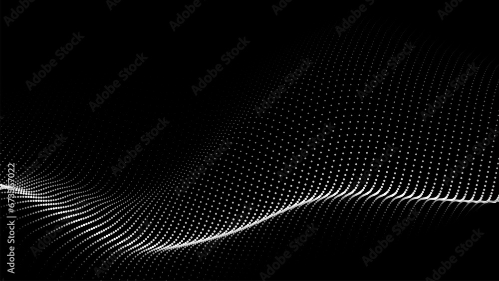 Poster Abstract digital wave of particles. Futuristic point wave. Technology background vector. Vector illustration	