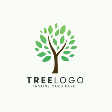 Tree Icon Logo Design, Nature trees vector illustration logo design.