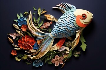 Innovative paper art formed in captivating multi-dimensional origami quilling technique. Generative AI - obrazy, fototapety, plakaty