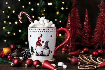 Hot cocoa with marshmallows. Christmas concept