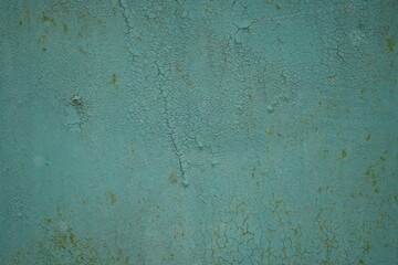 texture of white paint for road marking on asphalt, Turquoise rusty old iron surface. blue rusty...