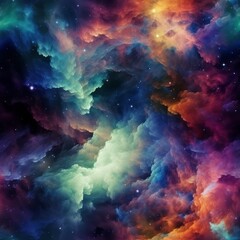 Fototapeta premium A celestial dance unfolds as nebulae and cosmic dust paint the universe in ethereal shades.