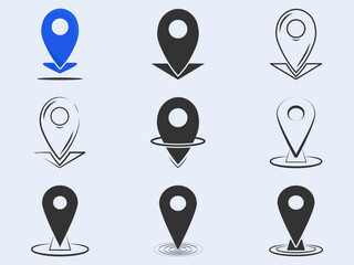 Set of location icon. Flat navigation, pin, address vector illustration isolated on white background.