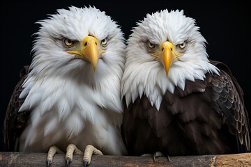 two young eagles, a bald eagle couple