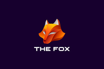 Fox Logo Head Face Design Vector.