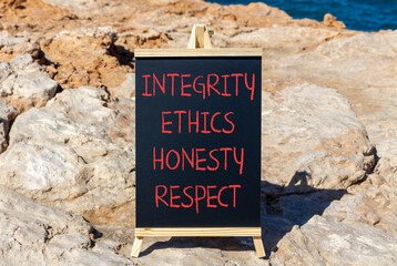 Integrity ethics honesty respect symbol. Concept word Integrity Ethics Honesty Respect on beautiful...