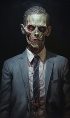 Fototapeta premium A suited zombie to life through the strokes of a paintbrush.