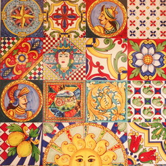 Patterned tiles with the theme of Sicily