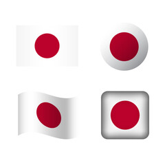 Vector Japan National Flag Icons Set