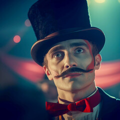 Close-Up of Performers Faces in a Circus Show, Generative AI