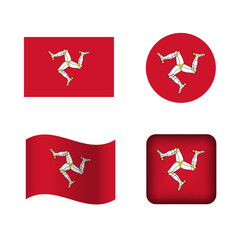 Vector Isle of Man National Flag Icons Set