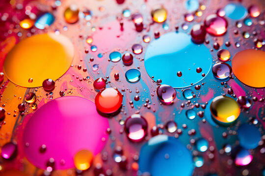 colorful Oil bubble circle Drops Background