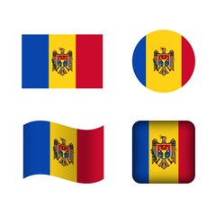 Vector Moldova National Flag Icons Set