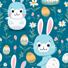 Obraz premium Easter bunny pattern. Easter background. Ideal for wrapping paper. Festive background