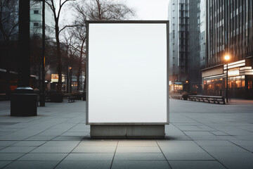 A city mockup showcasing a prominent empty poster for customization and advertising. 
