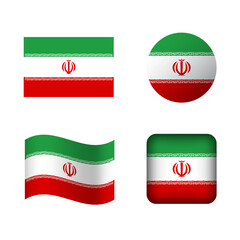 Vector Iran National Flag Icons Set