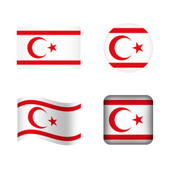 Vector Northern Cyprus National Flag Icons Set