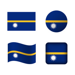 Vector Nauru National Flag Icons Set