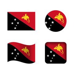 Vector Papua New Guinea National Flag Icons Set