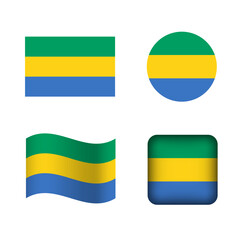 Vector Gabon National Flag Icons Set